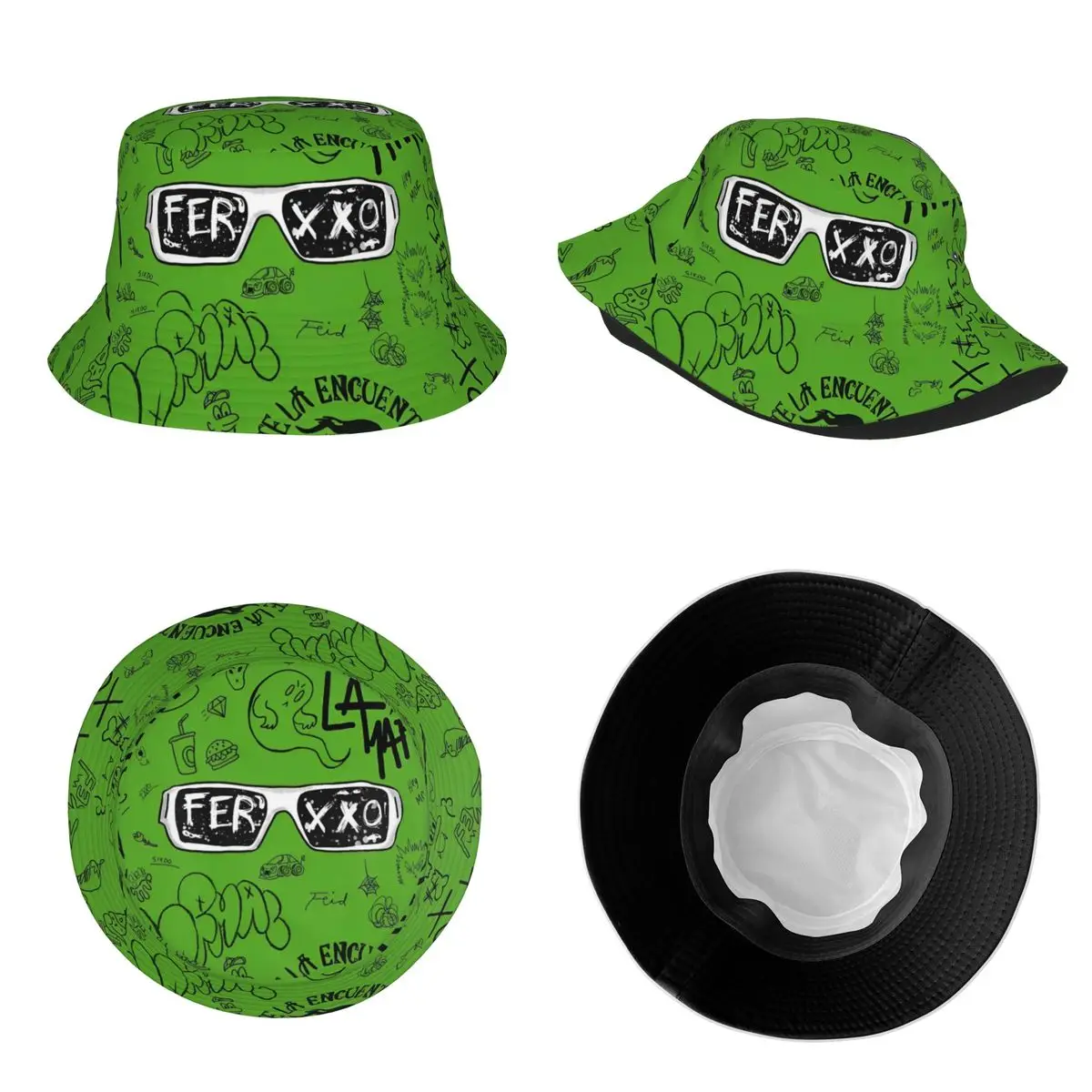 Hip Hop Feid Ferxxo Bucket Hats Lightweight  90s Rapper Rap Music Fishing Fisherman Hats  Beach Vacation Getaway Headwear Bob 5