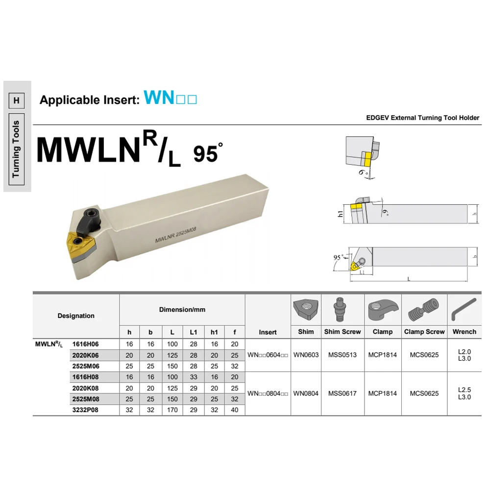 MWLNR1616 MWLNR2020 MWLNR2525 MWLNR3232 외부 선삭 공구 MWLNL MWLNR 2525 CNC 금속 선반 커터 바 (WNMG 공구 홀더용)