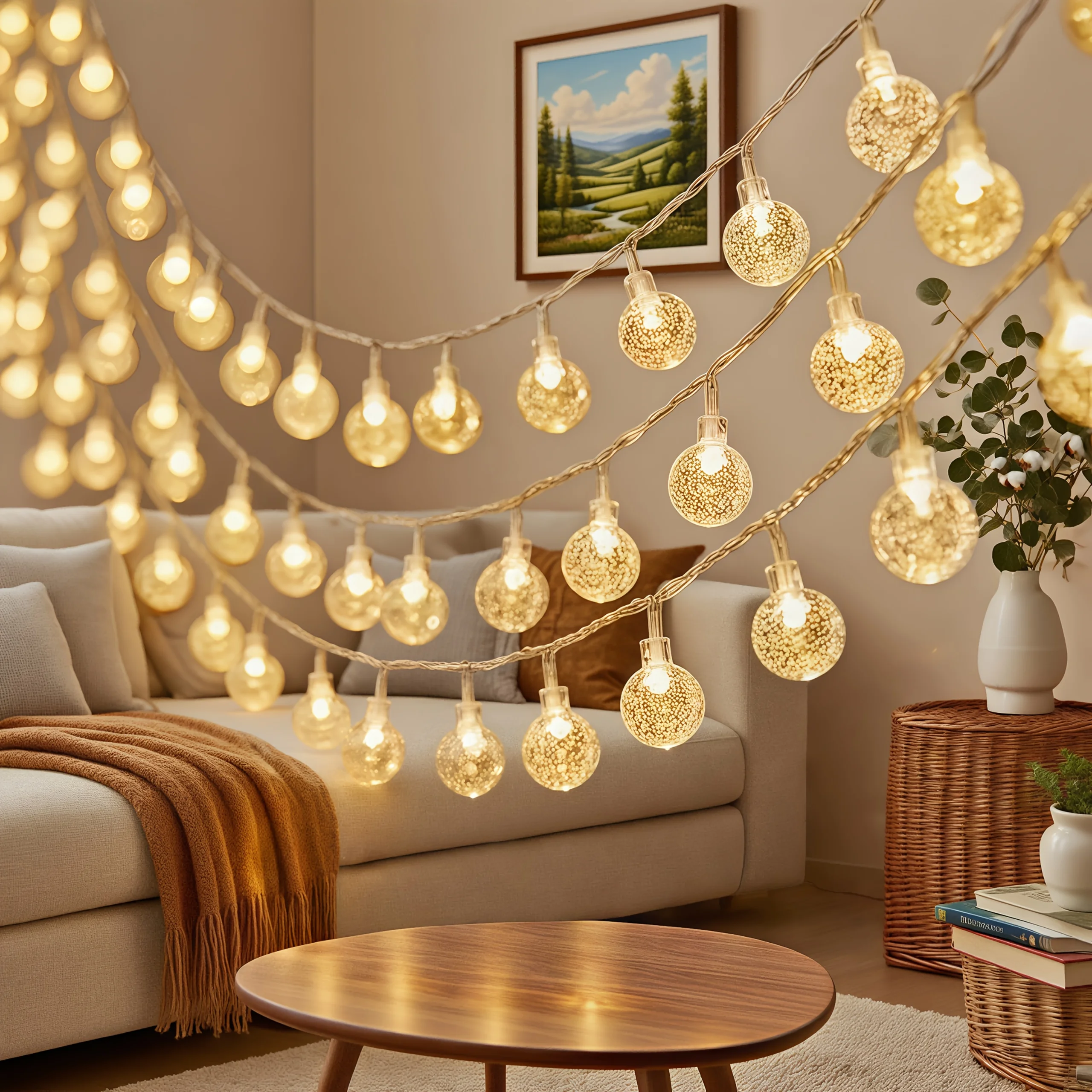 Crystal Bubble Fairy Lights USB Remote Control Christmas Lighting 8 Modes Indoor Room Garden Wedding Birthday Party Decorations