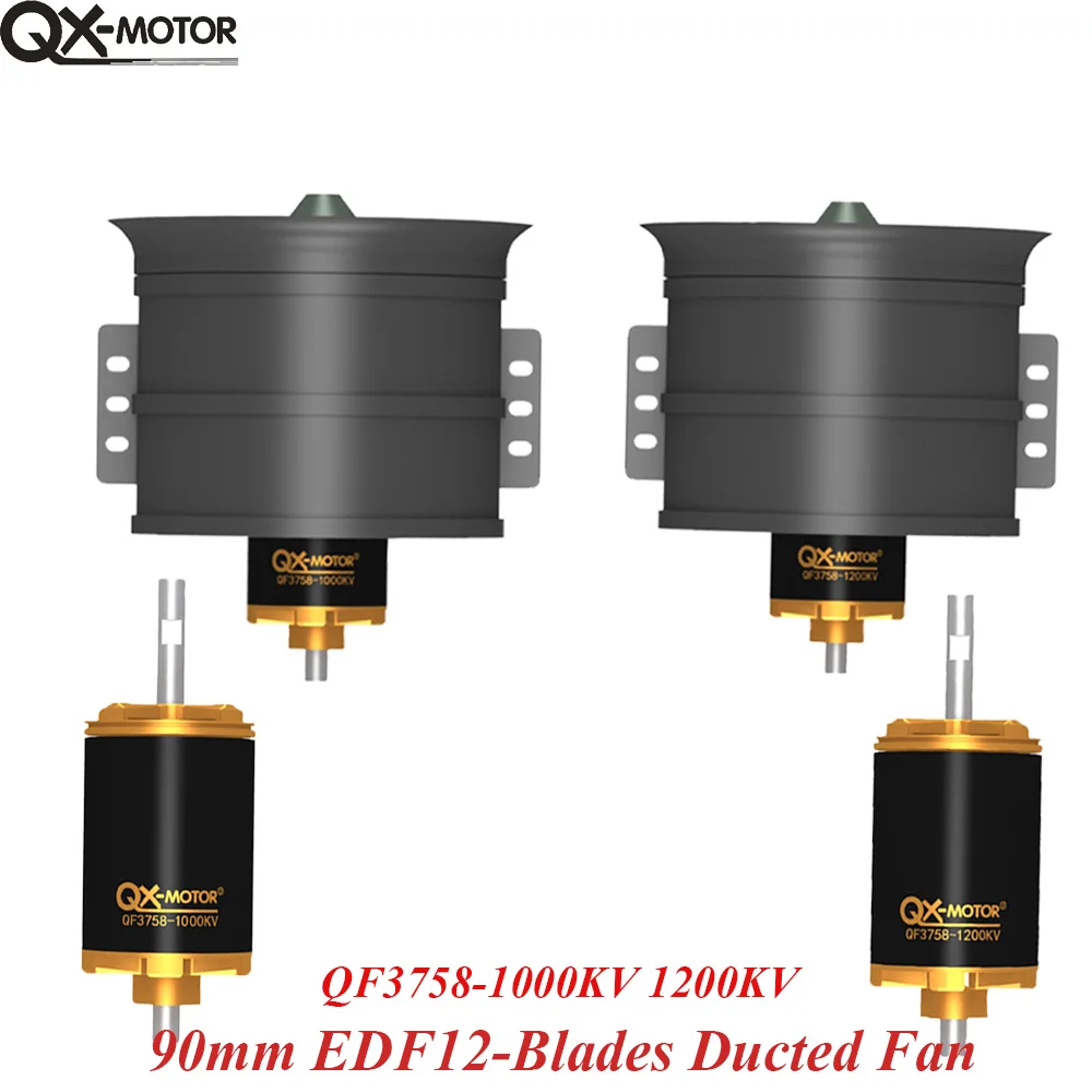 

QX-Motor 90mm EDF QF3758 1000KV 1200KV Brushless Motor CW/CCW 12-Blades Ducted Fan for RC Airplane Drone