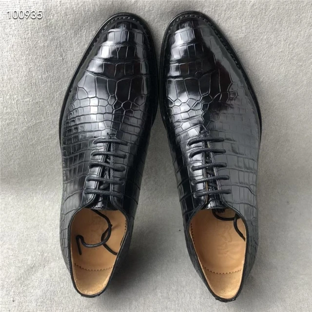 Business Style Genuine Crocodile Skin Men Dress Shoes Authentic Real True Alligator  Leather Male Black Lace-up Oxfords For Suits - AliExpress