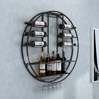 Modern Wall Mounted Wine Rack Hanging Rack Iron Glass Cabinet Kitchen Organizer Storage Dish Shelf Dining Room Decor Holder 1