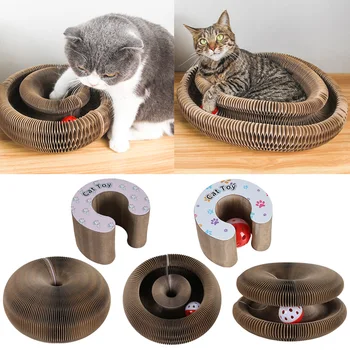 Magic Organ Cat Scratch Board Cat Toy With Bell Cat Grinding Claw Cat Climbing Frame Round.jpg