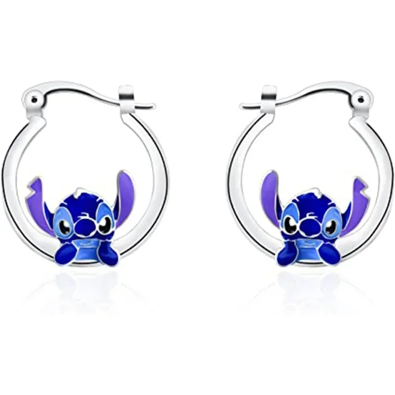 thumbnail image 5 of Pendientes de orejas de Disney Stitch, pendientes de metal Kawaii de Mickey Mouse, pendientes tipo botón, accesorios de joyería delicados para mujer, regalos de Navidad para niña, 5 of 5