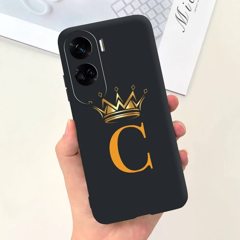 Cute Crown Letters Soft Silicone Phone Case Cover for Honor 90 Lite and Pro