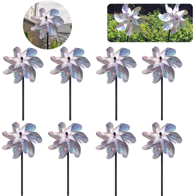 4-10Db Madárcsökkentő Csapok Reflektív Szikrázó Madárrátrétű Szélmalom Védelem A Kerti Növénykert Gyep Dekorációja