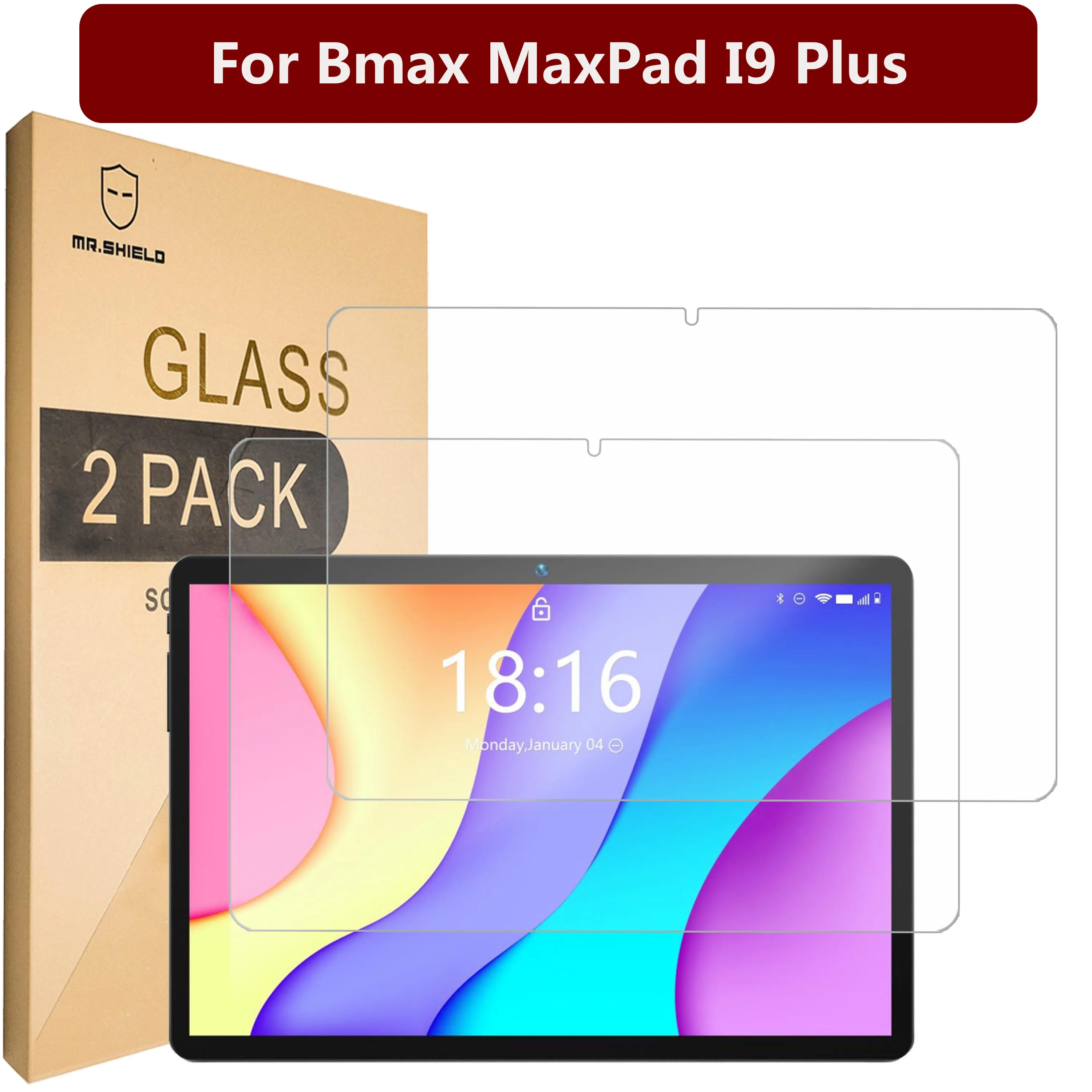Защитная пленка Mr.Shield [в 2 упаковках] для экрана Bmax MaxPad I9 Plus [закаленное стекло] [Японское стекло с твердостью 9H] Защитная пленка для экрана закаленное стекло для alcatel tcl plex 2 шт партия протектор экрана для alcatel tcl plex 9h твердая взрывозащищенная защитная пленка