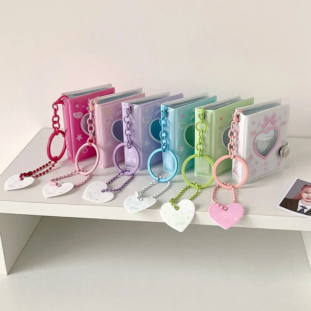 Butterfly Love Heart Mini Photo Album Keychain with Snap Closure