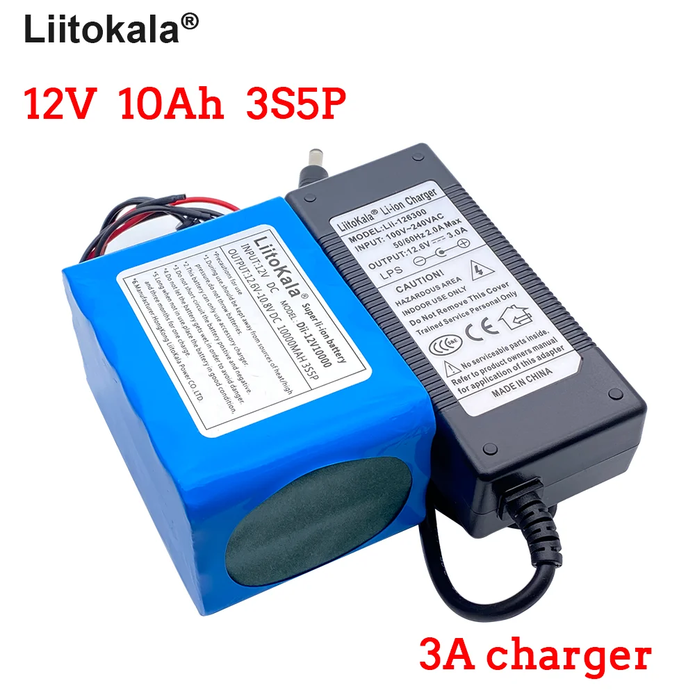 Аккумуляторные литиевые батареи LiitoKala 100% оригинал 12 В 10000 мАч 18650 10 Ач + 6 в 3 А