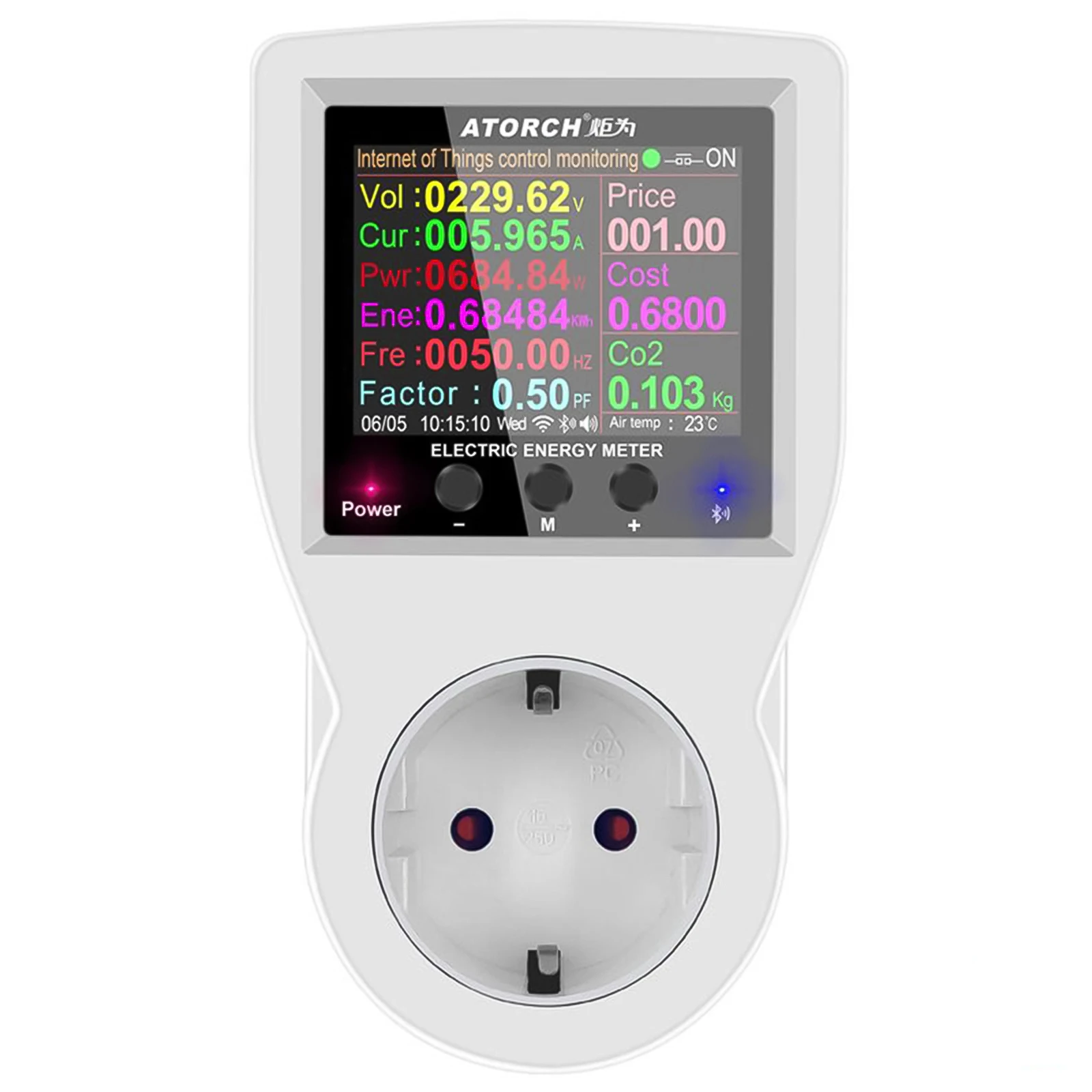 

WiFi Enabled Power Meter AC Voltage Measurement Current Range Up to 10A Accurate Energy Measurement up to 1999kWh