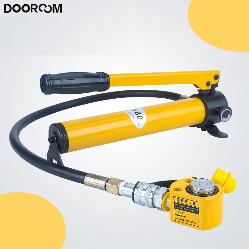 DOOROOM 5 ton 42mm Hydraulic Hollow Plunger Jack Hollow Plunger Ram Cylinder FPY-20 With CP-180 Hydraulic Pump Hand Pump a a10vso45dfr 31r vpa12n00 series variable plunger pump hydraulic pump