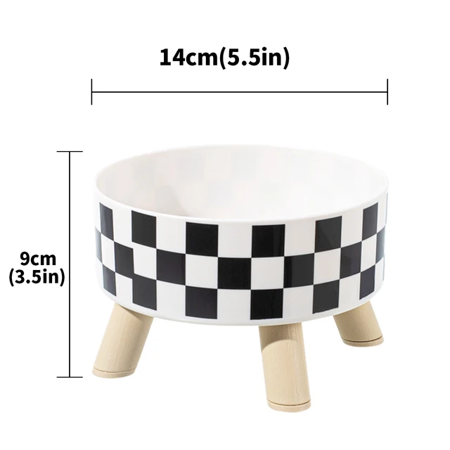 Pet cat and dog plastic bowl with polka dot checkerboard pattern, non-slip and easy to clean 5