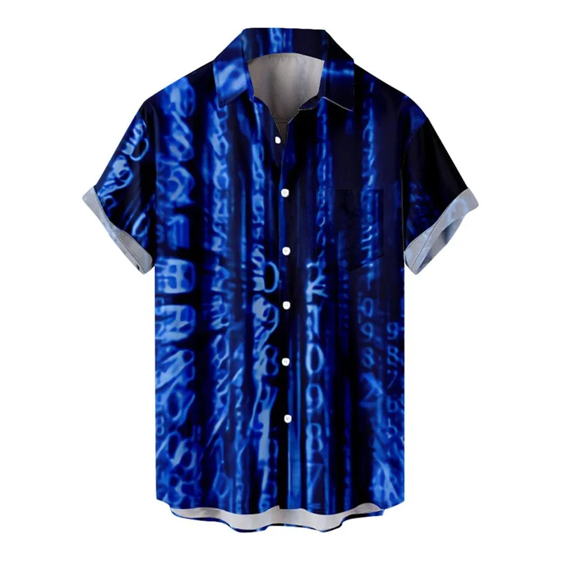 

Retro Science Fiction 3d Print Shirt For Men Casual Beach Holiday Wear Fashion Blouse Hawaiian Lapel Short-Sleeved Street Shirts