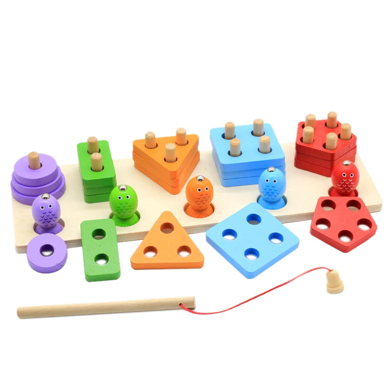 

Wooden Shape Sorter Stacker Toddlers Toy Color Sorting Toy Baby Wooden Stacking & Sorting Toys For Toddlers Fishing Game