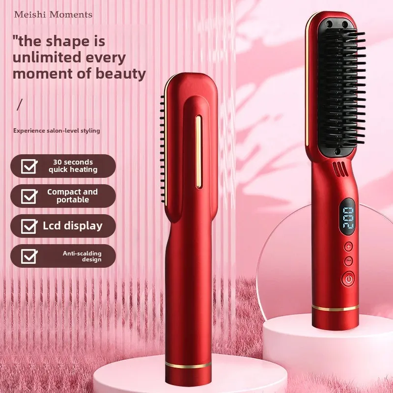 Portable Electrostatic Hair Comb Negative Ion Straightening Brush LCD Display High Quality Hair Clamp Straightening Comb