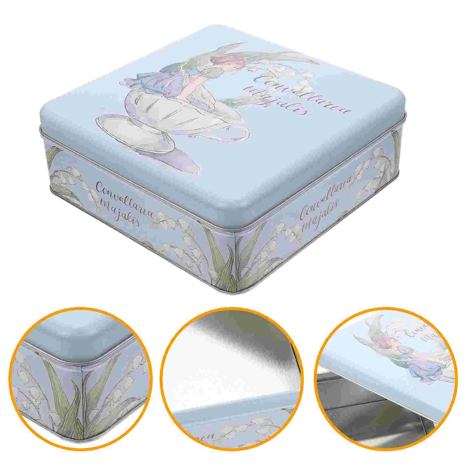 

Tinplate Cookie Box Empty Square Biscuit Box Candy Box Gift Wrapping Case