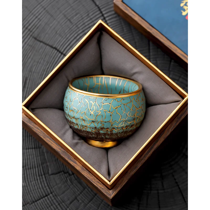 

Gilt master cup ceramic tea cup high-end evergreen glaze gold silver color president gilt silver cup home kung fu tea set gift