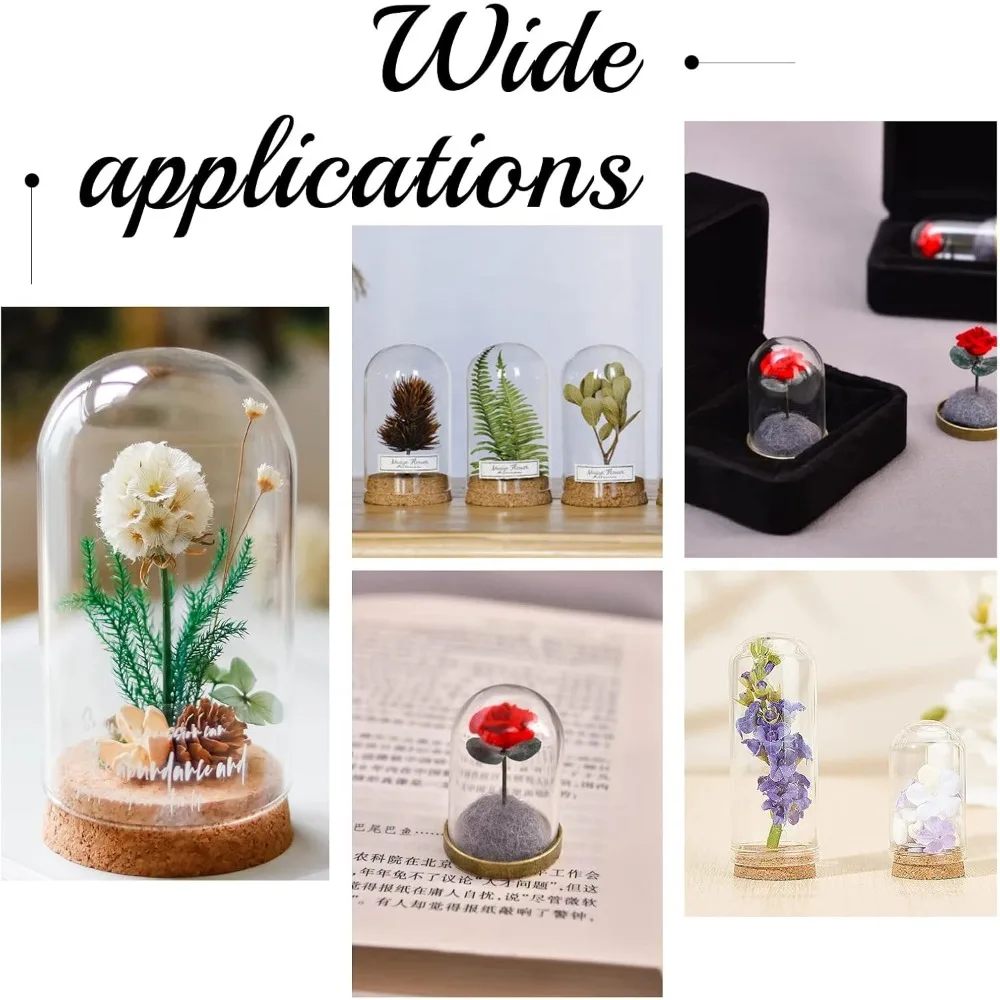 1 Box Cloche Bell Jar Display Dome with Cork Base 8ml Mini Glass Bottles Dome Decorative Jars Display Case for Flower Storage storage box