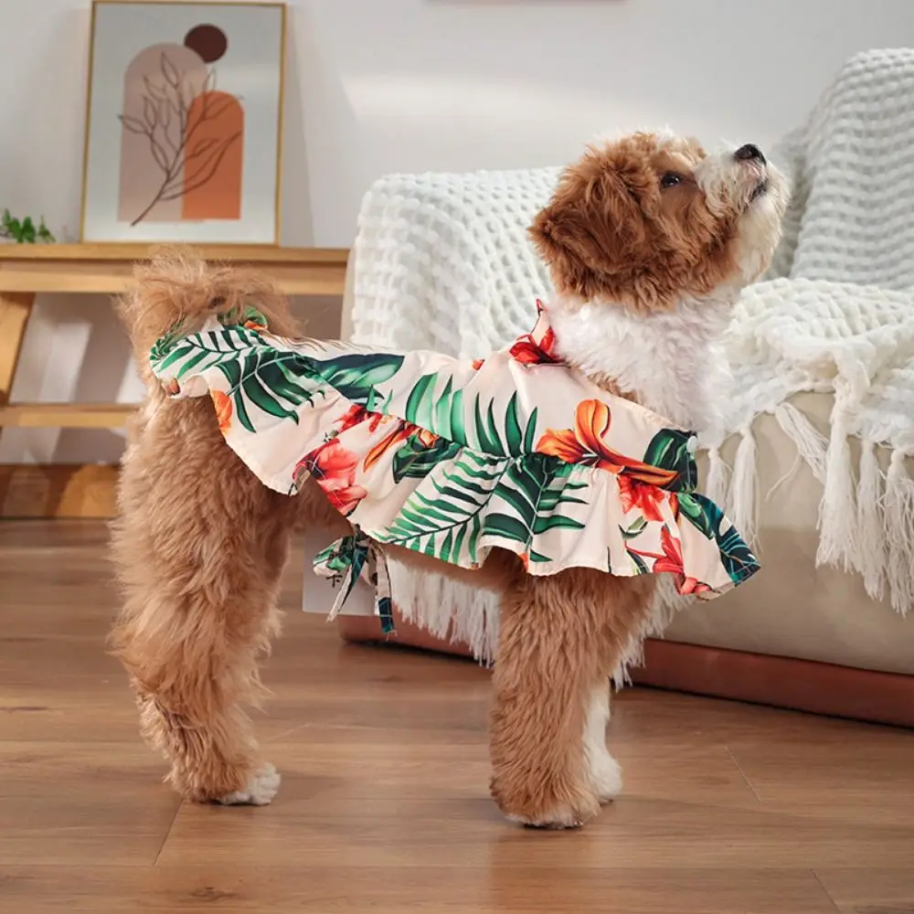 Creative Hawaiian Style Pet Beach Shawl Skirt Sun Protection Breathable Dog Vacation Skirt Cool Cat Cape Dress Summer