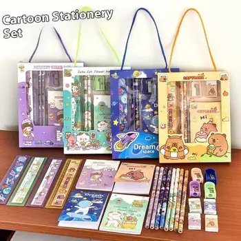 6 pièces/ensemble mignon dessin animé Capybara crayon papeterie ensemble Kawaii gomme taille-crayon enfants étudiant papeterie fournitures