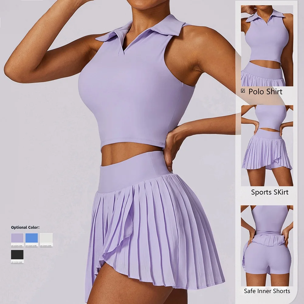 Cloud Hide Outdoor Sports Outfits For Women Gym Yoga Set Workout Sportswear Fitness Shirts Tracksuit High Waist Skirts Top Suit yoga set,sports set,gym workout set,sportswear set,fitness set