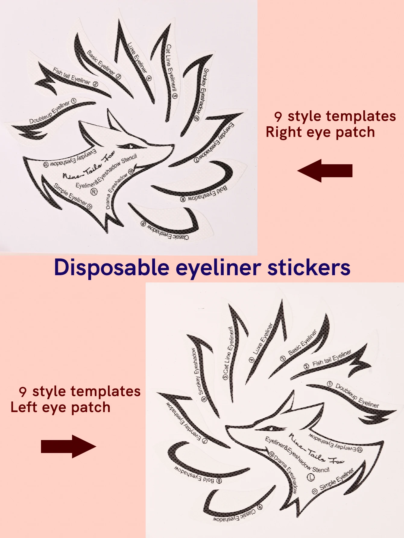 Fox Eye Makeup Stencils Eyeliner Stencil Mold Template Shaping Tools Eyebrows Eye Shadow Eyes Makeup Template Tool Stickers Card makeup tools eyebrow stencil tool eyeliner stencil tool eye makeup tools