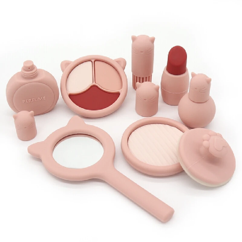 Girl Makeup Toys Silicone Simulation Cosmetic Toy Set Children Imitate Makeup Tools Edible Grade Silicone Child Girl