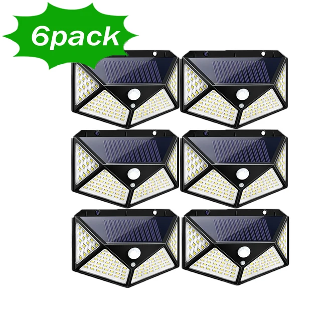 1/2/4/8/10PCS 100 LED Solar Power Wall Light Motion Sensor Waterproof Outdoor Garden Lamp 6 PCS