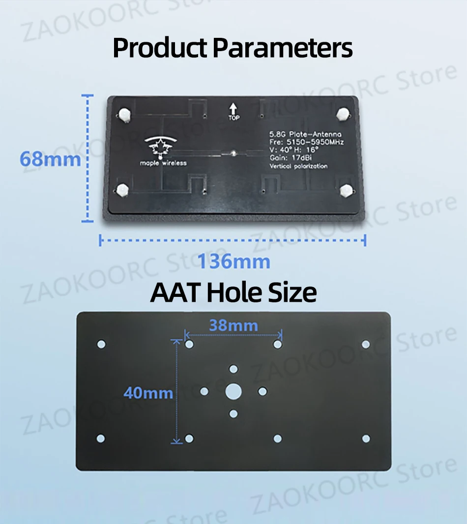 Description Picture 3 of item1/2/5PCS Maple Wireless Antenna 5.8G 17dBi 17db High Gain AAT/Manual SMA/RPSMA For FPV Monitor HD VTX Auto Tracker HM30 Drone