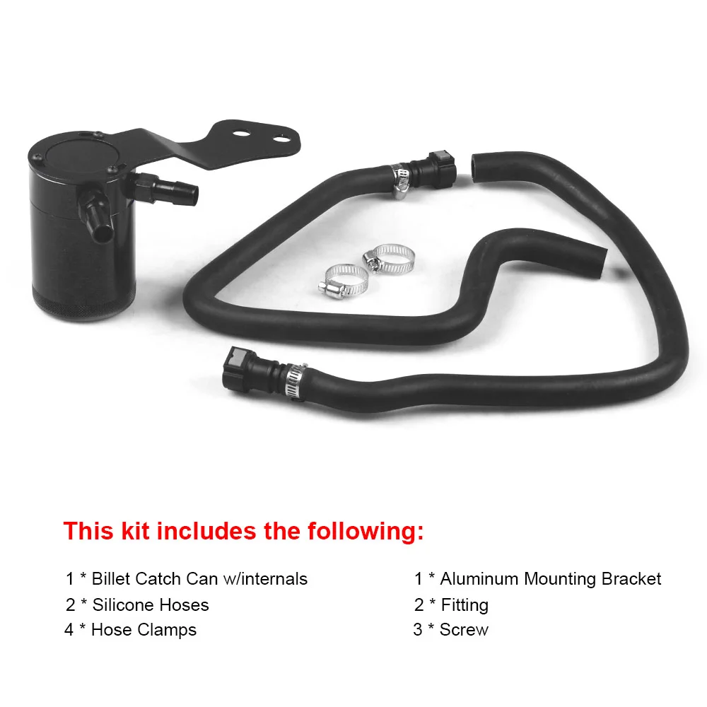 Mishimoto MMBCC-CAM8-16PBE Baffled Oil Catch Can Kit, PCV Compatible with Chevrolet Camaro SS, -, Black
