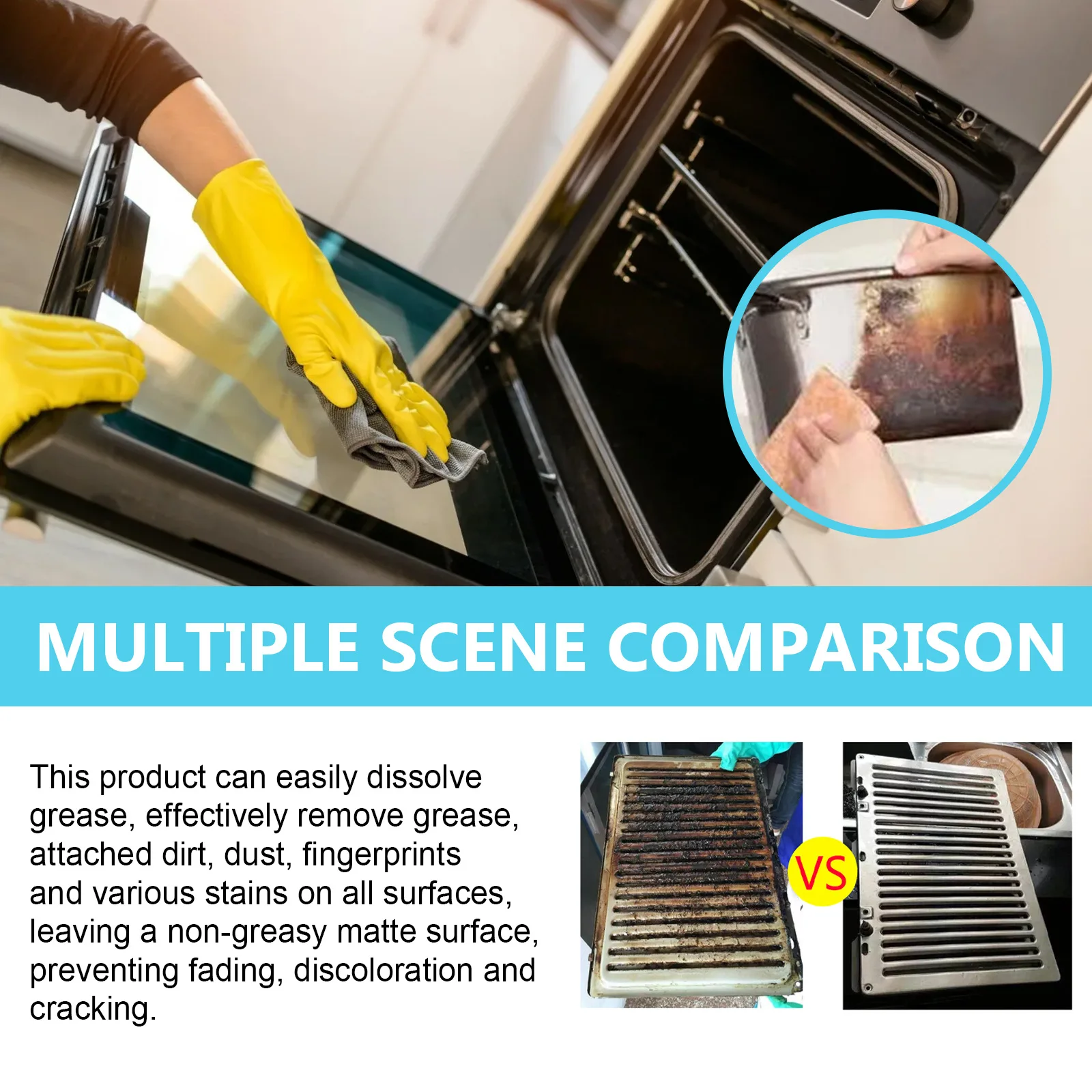 All Purpose Powder Stove Oven Grease Cleaning Range Hood Oil Remover Multifunctional Kitchen Degreaser Heavy Dirt Cleaning Agent