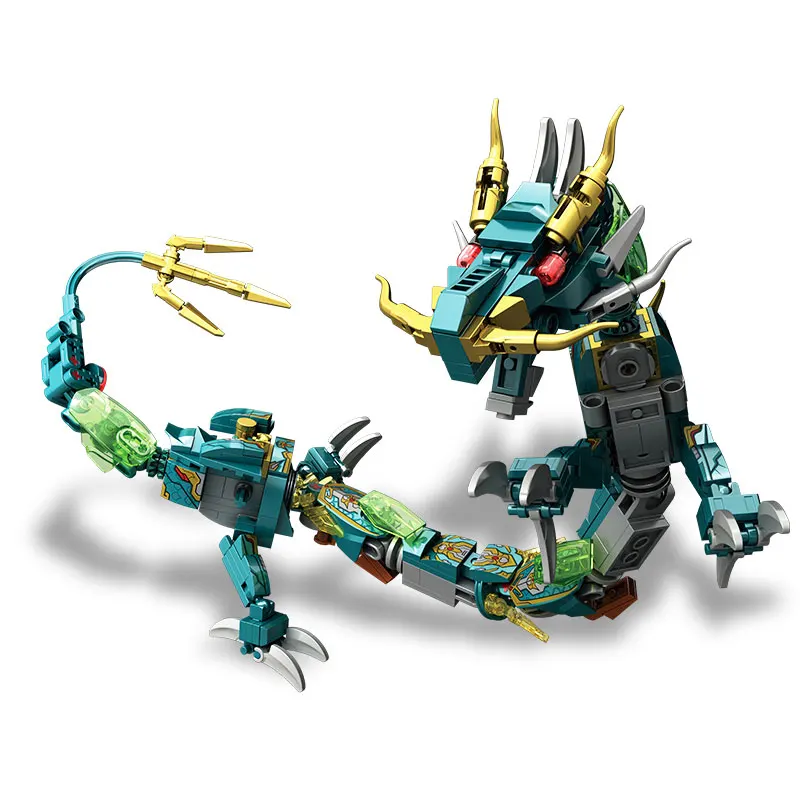 Morphing Mecha Beast 2in1 Green Dragon Model DIY Transformable Robot Building Bl