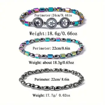 1/2/4/6Pcs Hematite Ankle Bracelet Colorful Elastic Anklet Bohemian Summer Beach Clothing Accessories Energy Hematite Jewelry