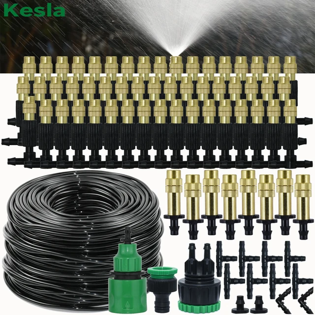 KESLA 5-30M Irrigation Brass Outdoor Nebulizer Atomizer Misting Cooling System Watering Nozzle 1/4 Garden Hose Patio Greenhouse 1