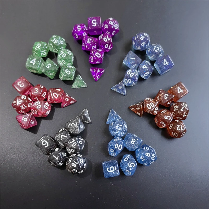 Dice Set 7 PCs 1 Set Transparent Flash Point Acrylic D4 D6 D8 D10 D12 D20 Multi-sided TRPG Dungeons & Dragons Game