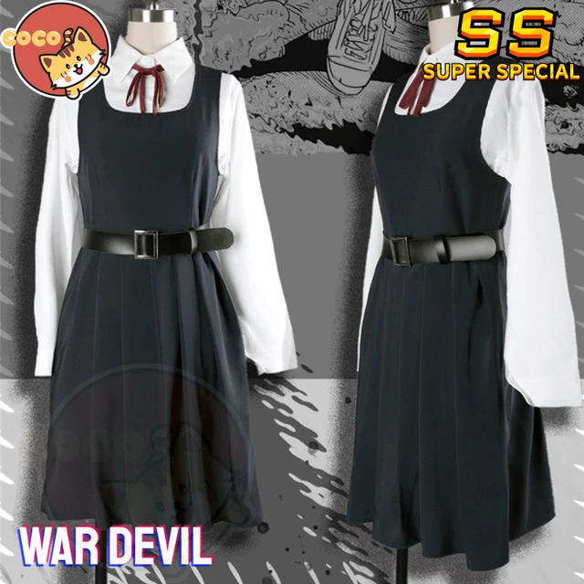 HOLOUN Anime Chainsaw Man Cosplay Costume Mitaka Asa Black Dress War Devil  School Uniform 2 Bow Ties Halloween Christmas Gift - AliExpress