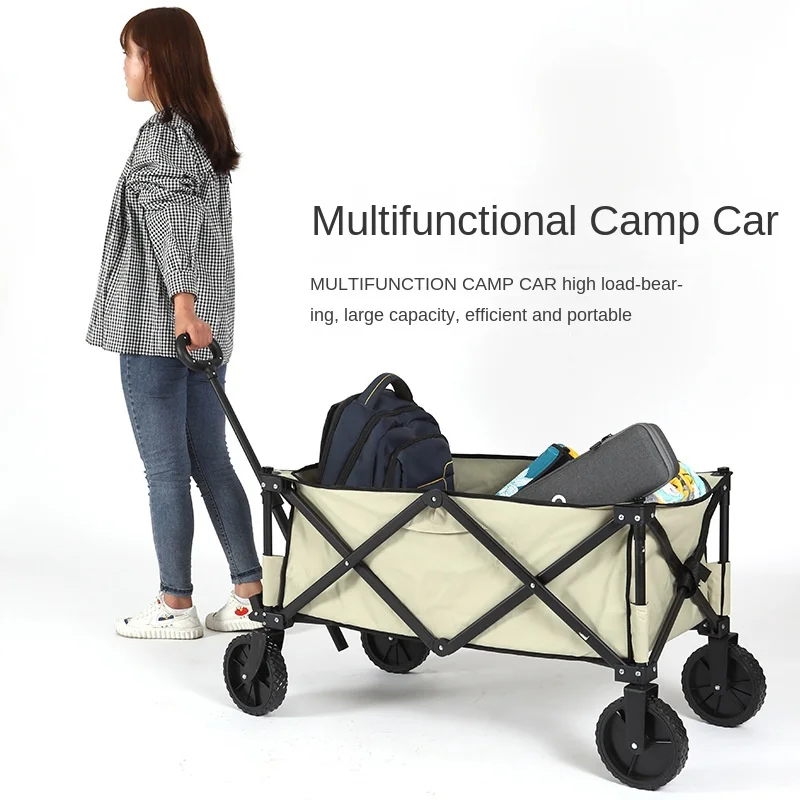 

Folding Trolley Outdoor Portable Camping Folding Bicycle Wild Trolley Small Trailer Camp Car