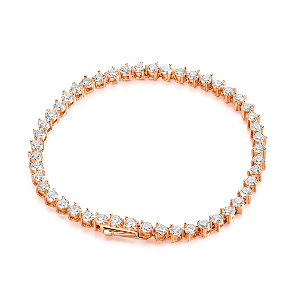 KNOBSPIN 3 Claw Moissanite Tennis Bracelet 3mm GRA...