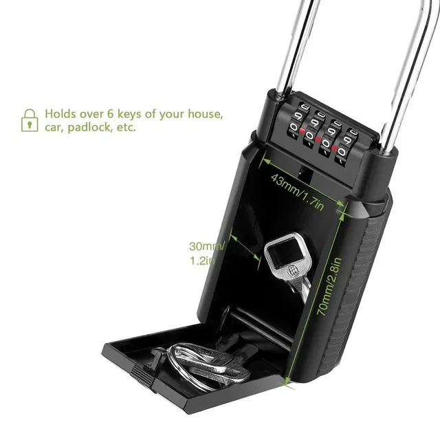 ombination Lock Box Key Storage Lock Box 4-Digit Combination Lock Waterproof Key Password Box 6