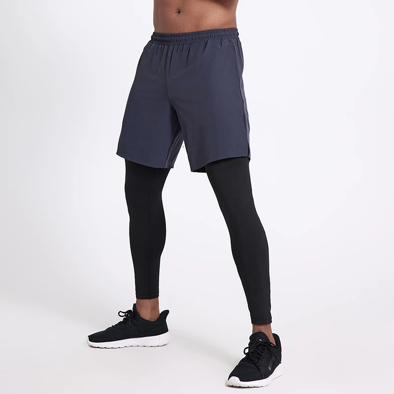 

Американские баскетбольные шорты, имитация двух частей, студенческие спортивные тренировочные шорты с подкладкой, повседневные спортивные шорты для бега длиной четверти