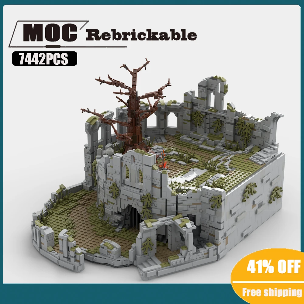 유명한 게임 장면 다크 소울 시리즈 MOC 어금니 빌딩 파이어링크 신사 모닥불 DIY 용 장난감, 7442 개