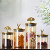 Deer head cover glass seasoning jar kitchen storage bottle large glass storage jar coffee container candy jar honey bottle. 3
