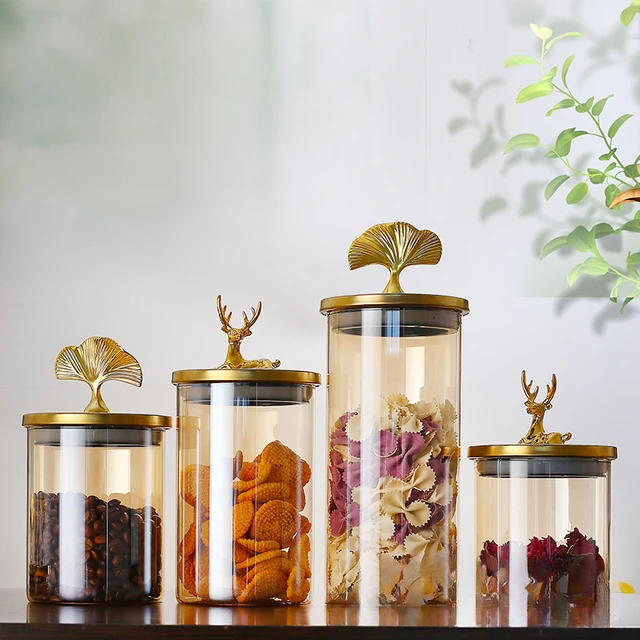 Deer head cover glass seasoning jar kitchen storage bottle large glass storage jar coffee container candy jar honey bottle. 3