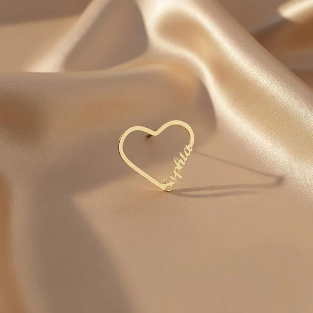 시푸리스 1쌍 하트 커스텀 네임 네임플레이트 스터드 귀걸이 여성 남성용 스테인리스 스틸 맞춤형 참 귀걸이 주얼리 선물