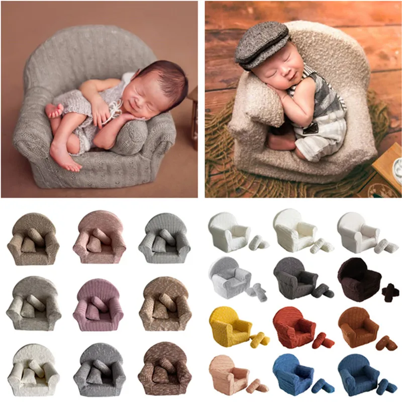 

3Pcs/set Newborn Baby Photography Props Posing Mini Sofa Arm Chair Pillows Infant Photo Prop Accessories 100 Days Shooting Props