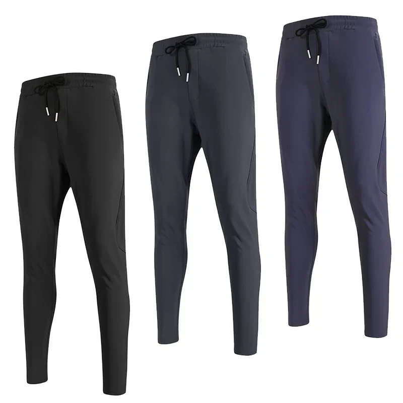 Men's Outdoor Running Casual Sweatpants Gym Workout Breathable Pants Drawstring Zip Pocket Straight Leg Trousers Climbing