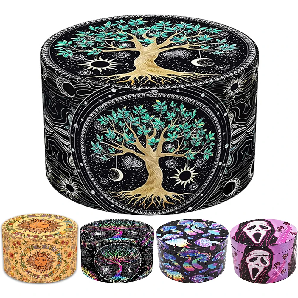 Herb Grinder 2.5" Metal 63MM 4 Layer Tobacco Grinder Accessories Design Cigar Zinc Alloy Pattern Travel Gift