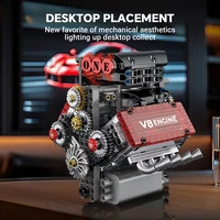 Brick V8 Engine Motorized Simulation Model Electrically Drive Building Blocks Technical Car Parts Creative Toys Gifts Boys Adult 3