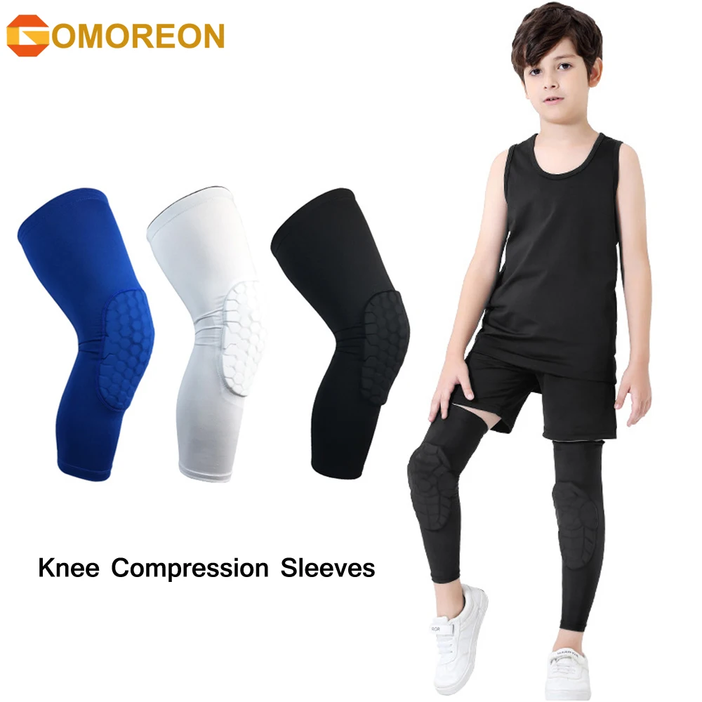 Kids/Youth Sports Honeycomb Compression Knee Pads Guards Protective Gear for Basketball Football Volleyball Cycling Sports Protective Gear