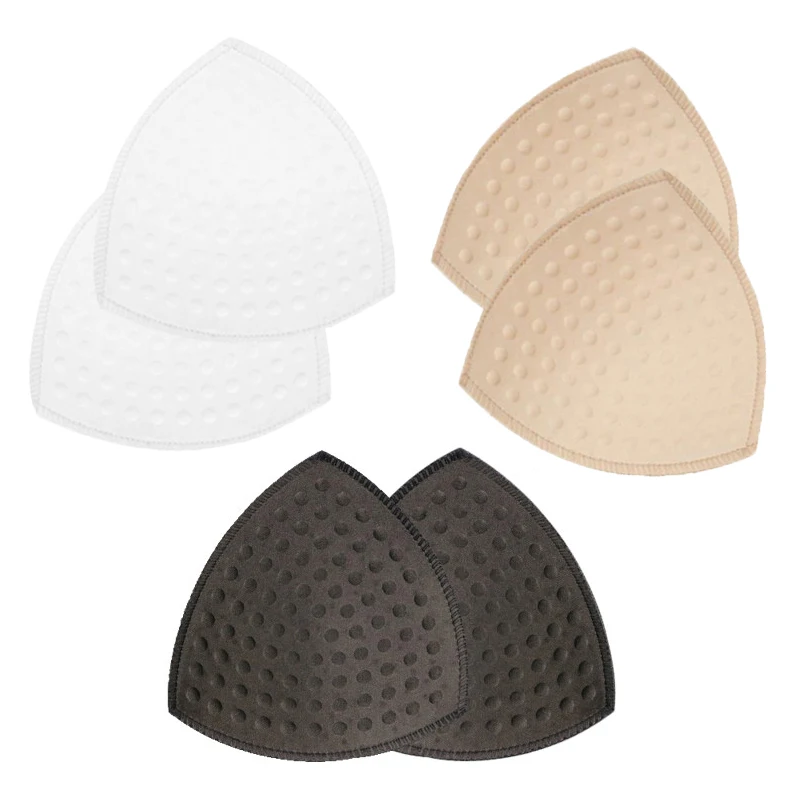 3 Pairs Triangle Shaped Bra Insert Pads for Women Sewn Pads Massage Dot Breathable Sports Bra Dresses bra insert pads